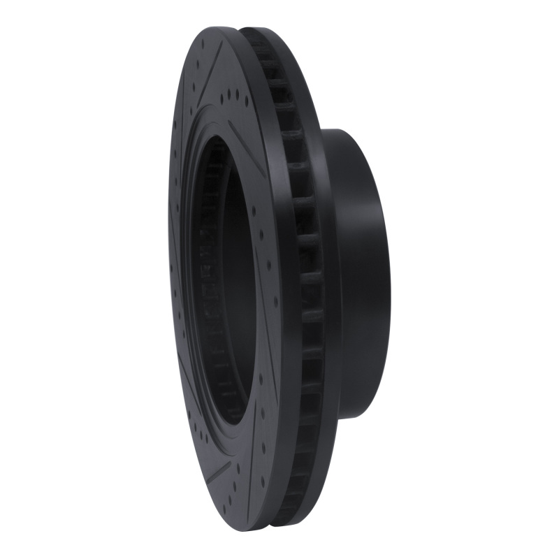 Nissan Titan XD Brake Rotor (1) - Front Right - R1 Concepts - Drilled & Slotted - Black - `16-`24